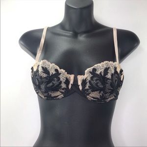 Victoria Secret 34B Black and Tan lace bra